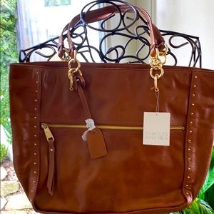 Badgley Mischka Cognac Brown Leather Tote